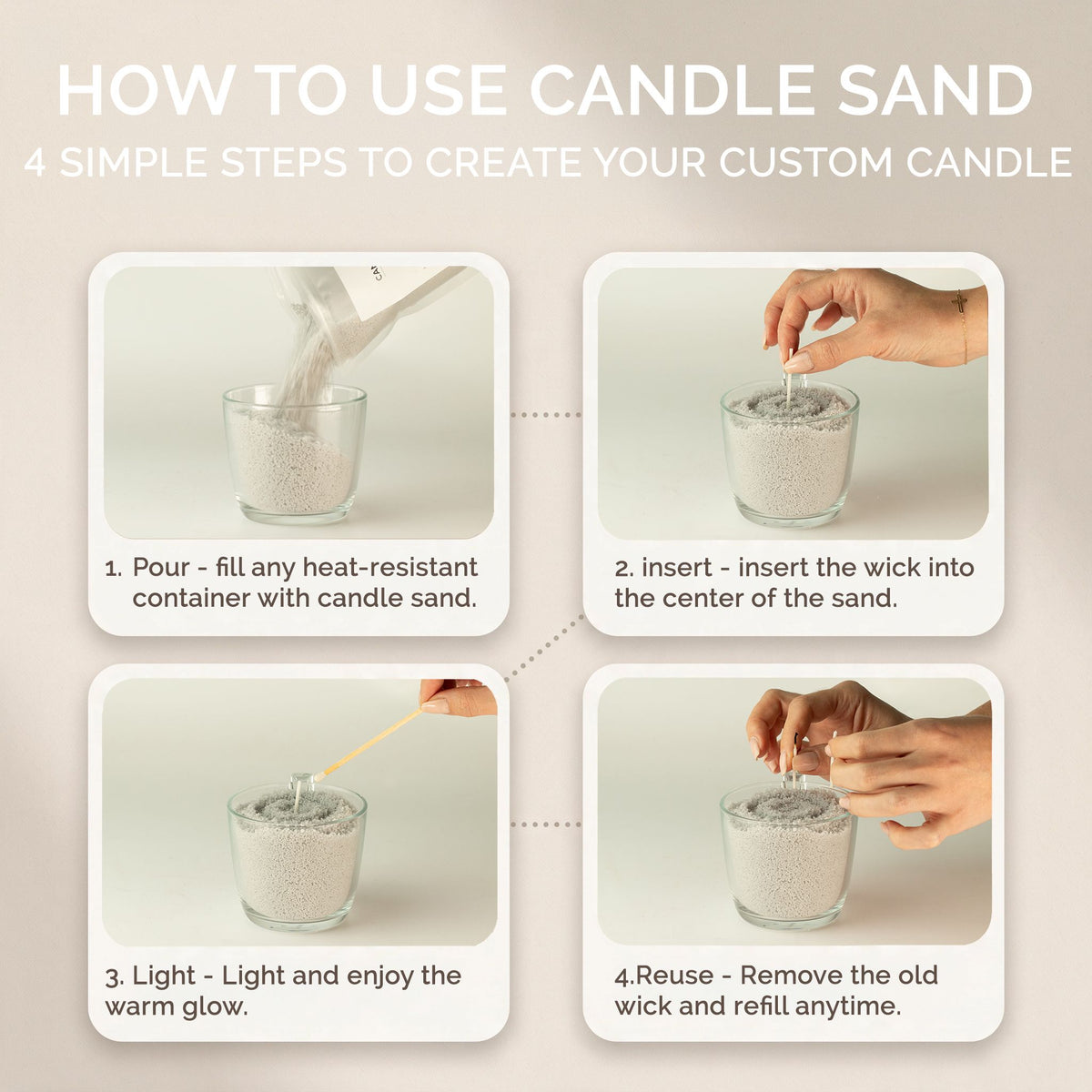 White unfragranced candle sand, view 12