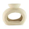 Pebble wax burner in speckled off-white ceramic