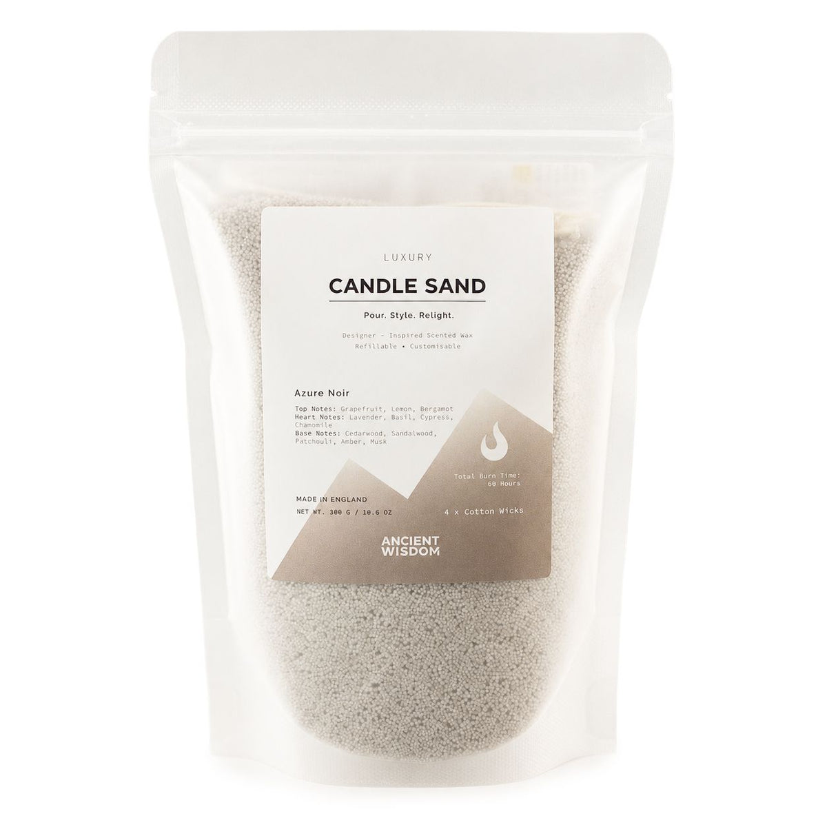 Warm grey Azure Noir candle sand, view 2
