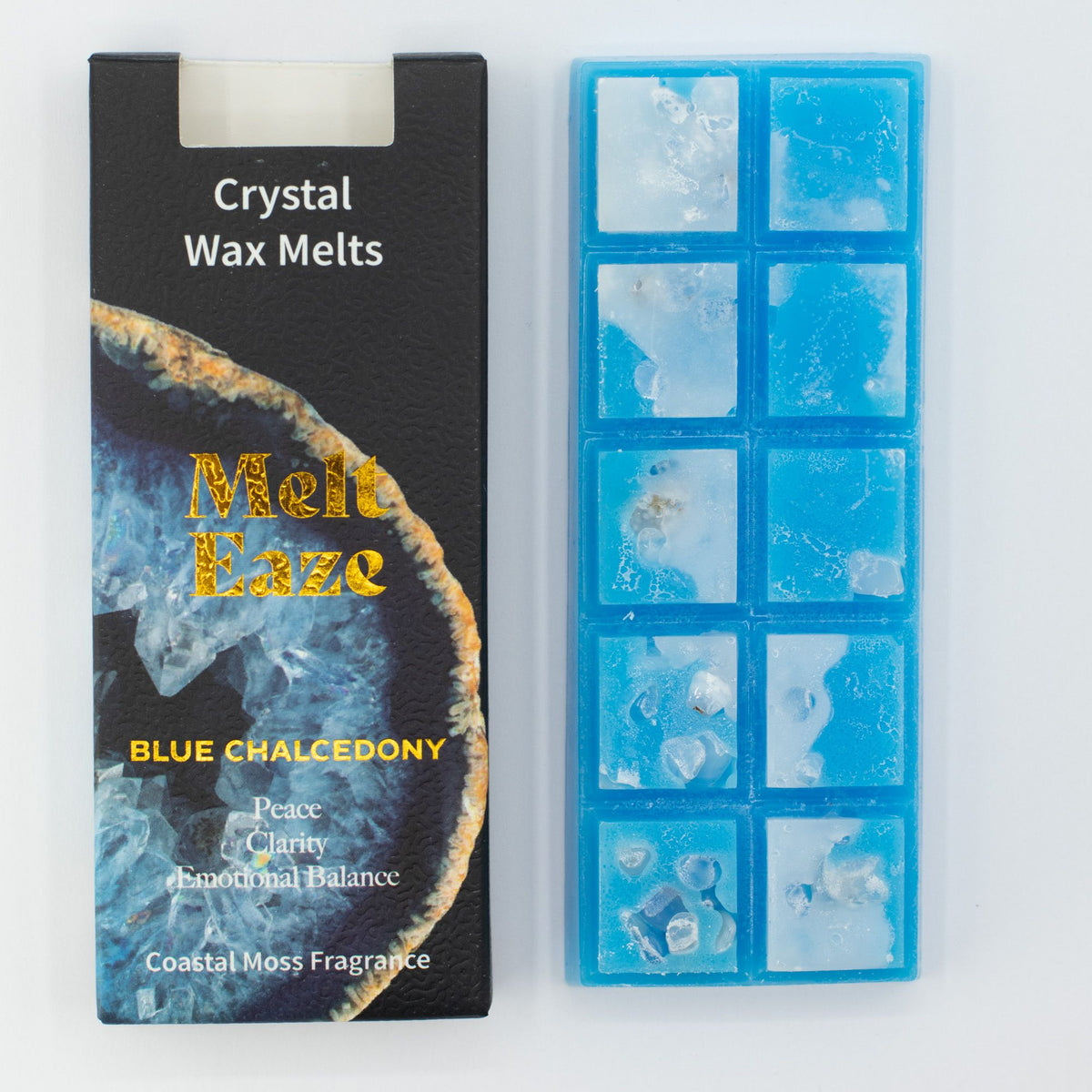 Aquamarine Wave crystal wax melt snap bar in cool blue, coastal moss fragrance, view 2