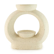 Large pebble wax burner in speckled off-white ceramic