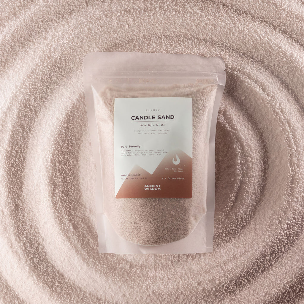 Pure Serenity fragranced candle sand in latte beige