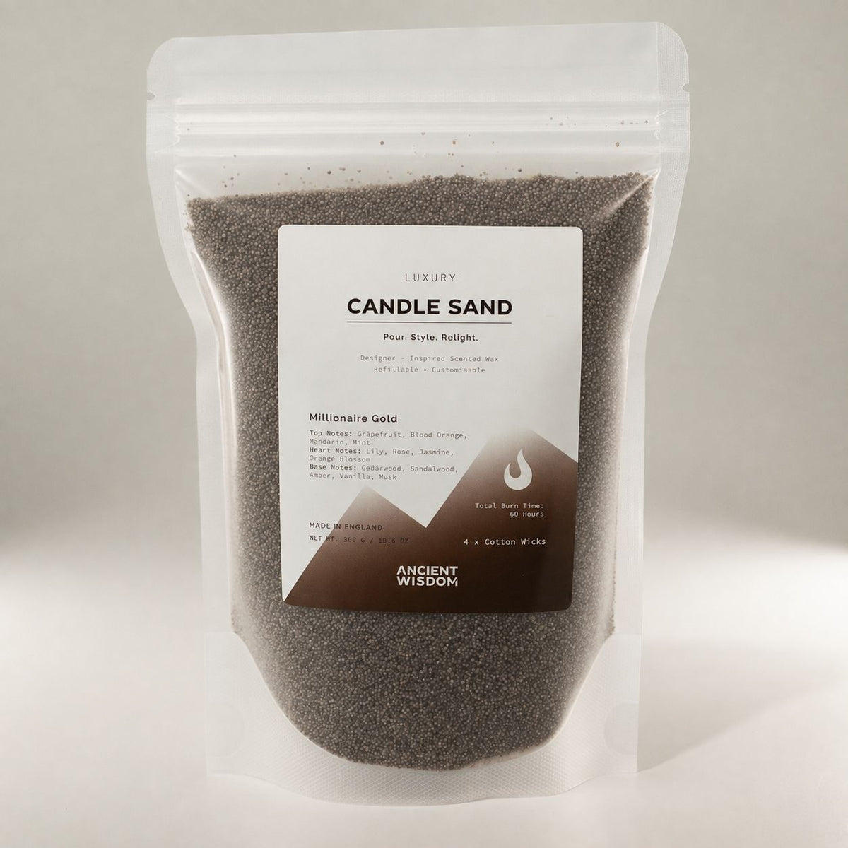 Chocolate brown Millionaire Gold candle sand, view 3