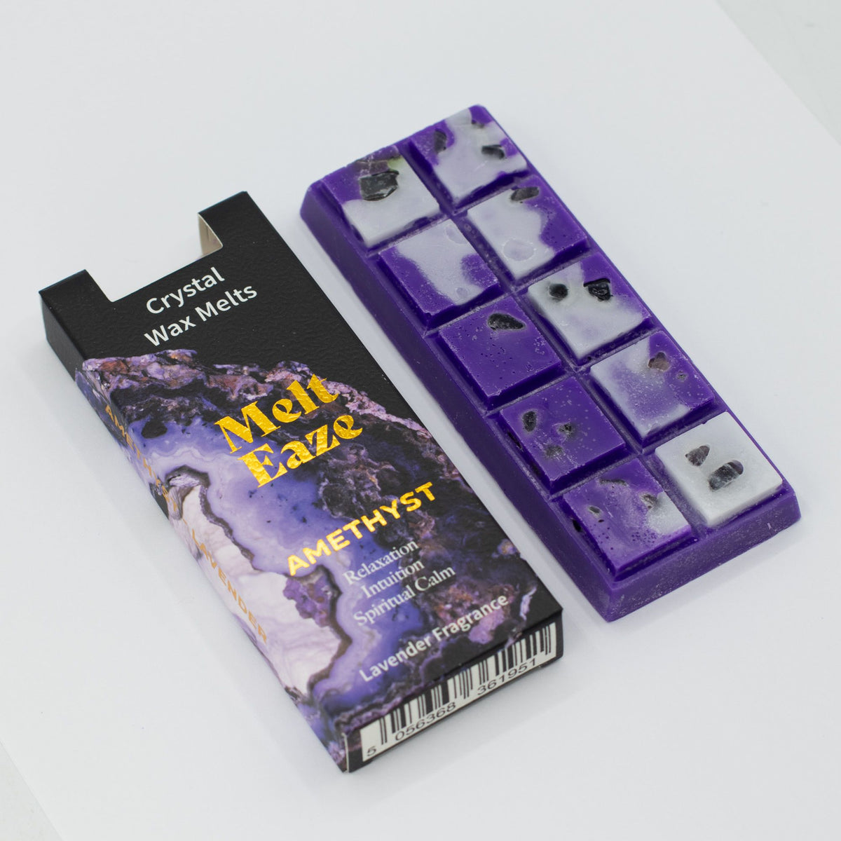 Amethyst Dream crystal wax melt snap bar in purple, lavender fragrance, view 7