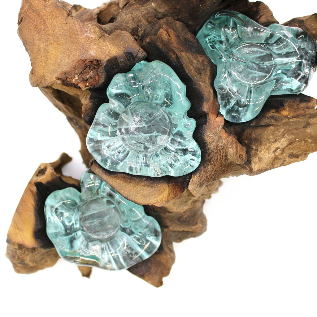 Molten Glass on Wood Candle Holder, Five Tealights (Recycled Glass)