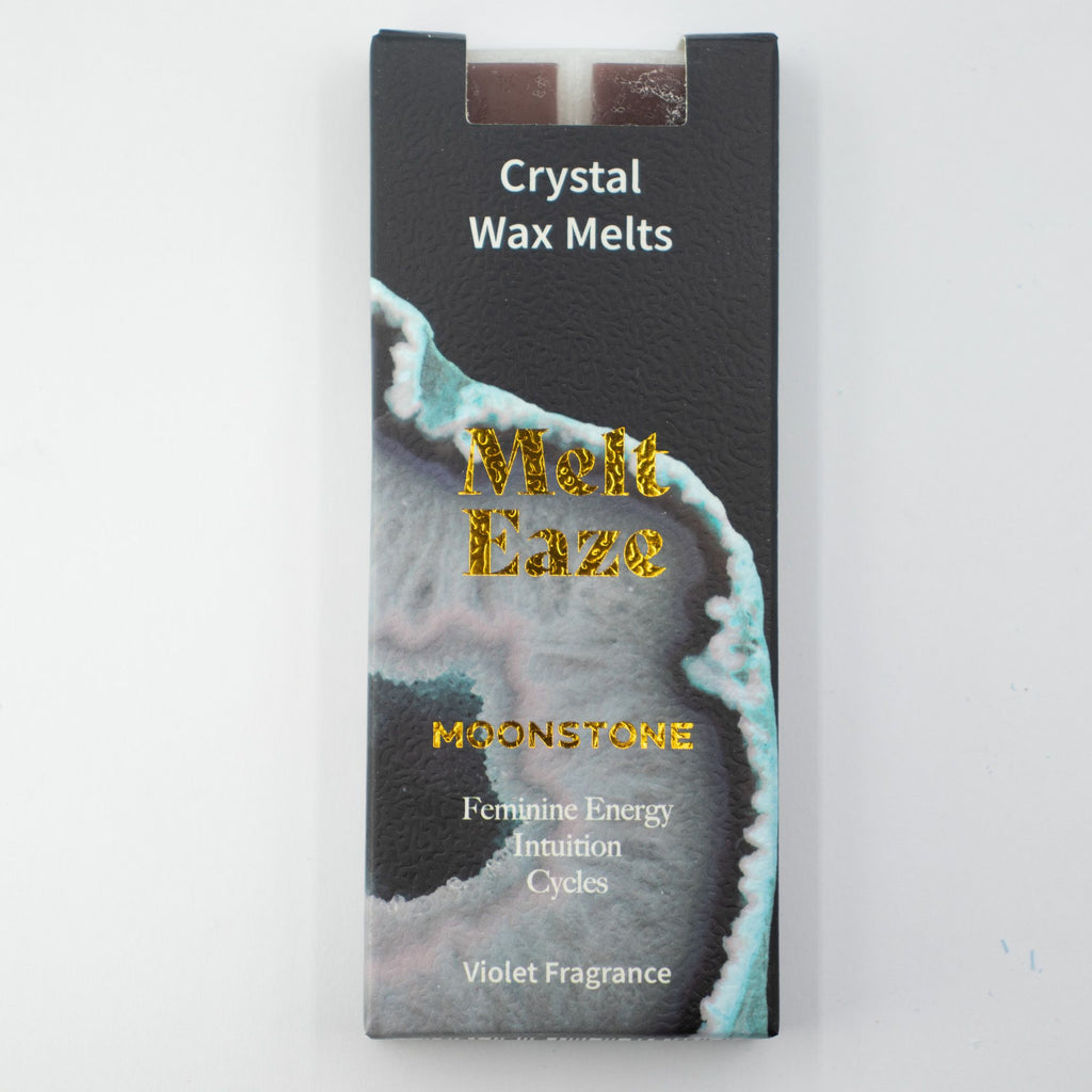 Moonstone Glow crystal wax melt snap bar in pearly white, violet fragrance, view 4