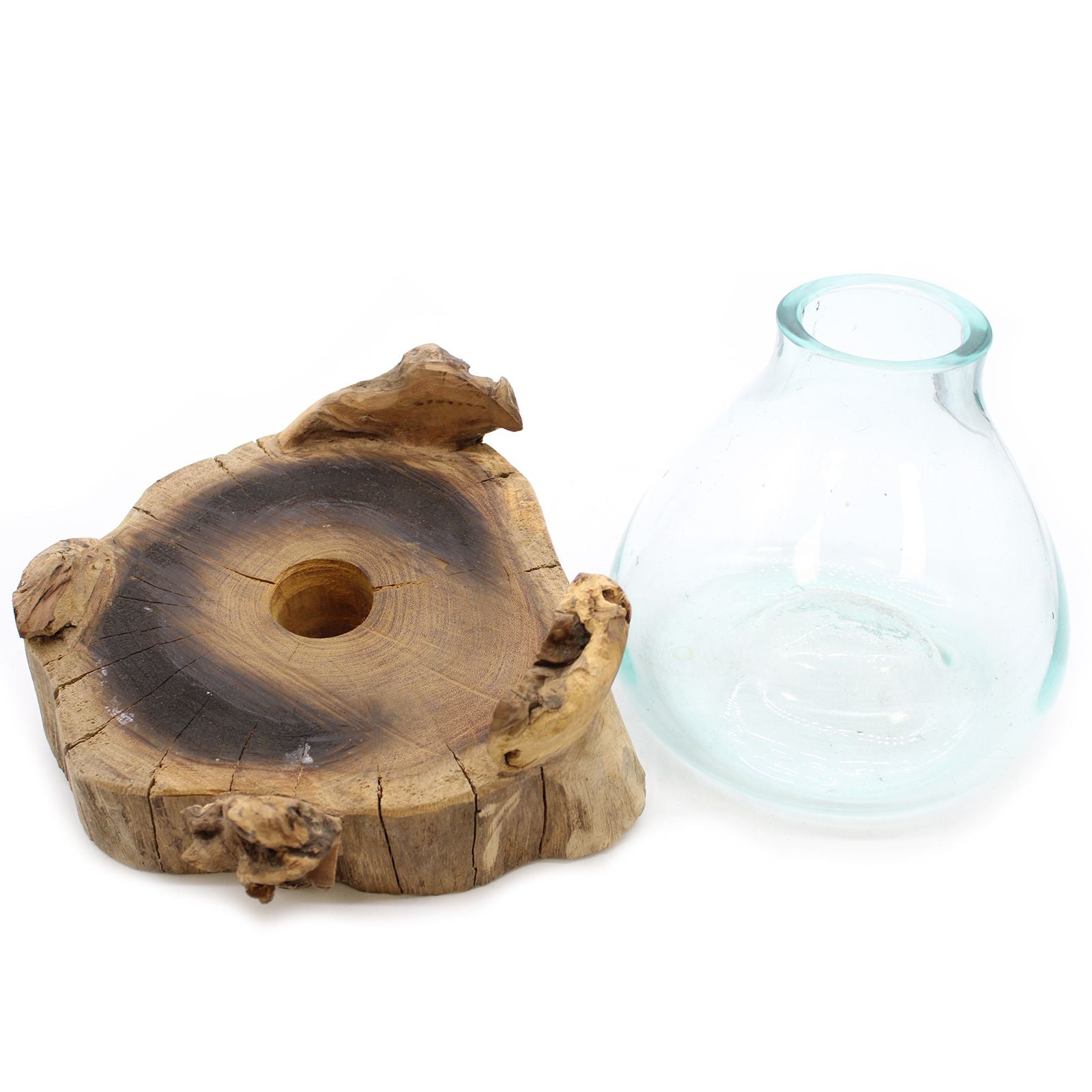 Molten Glass on Wood Fish Tank, Large 3.7 Litre with Light Cavity