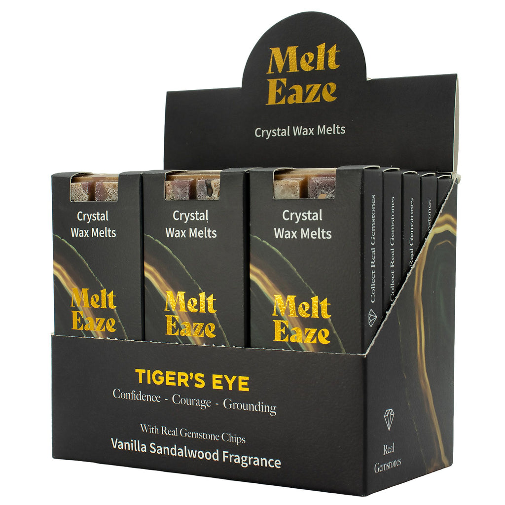 Tigereye Strength crystal wax melt snap bar in earthy brown, vanilla sandalwood fragrance, view 7