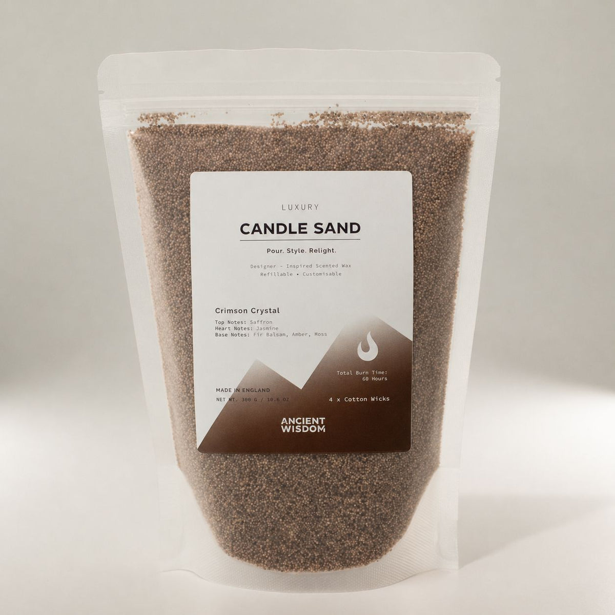 Mocha brown Crimson Crystal candle sand, view 8