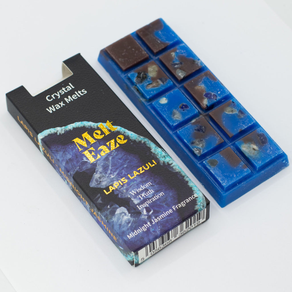 Lapis Night crystal wax melt snap bar in rich blue, midnight jasmine fragrance, view 8