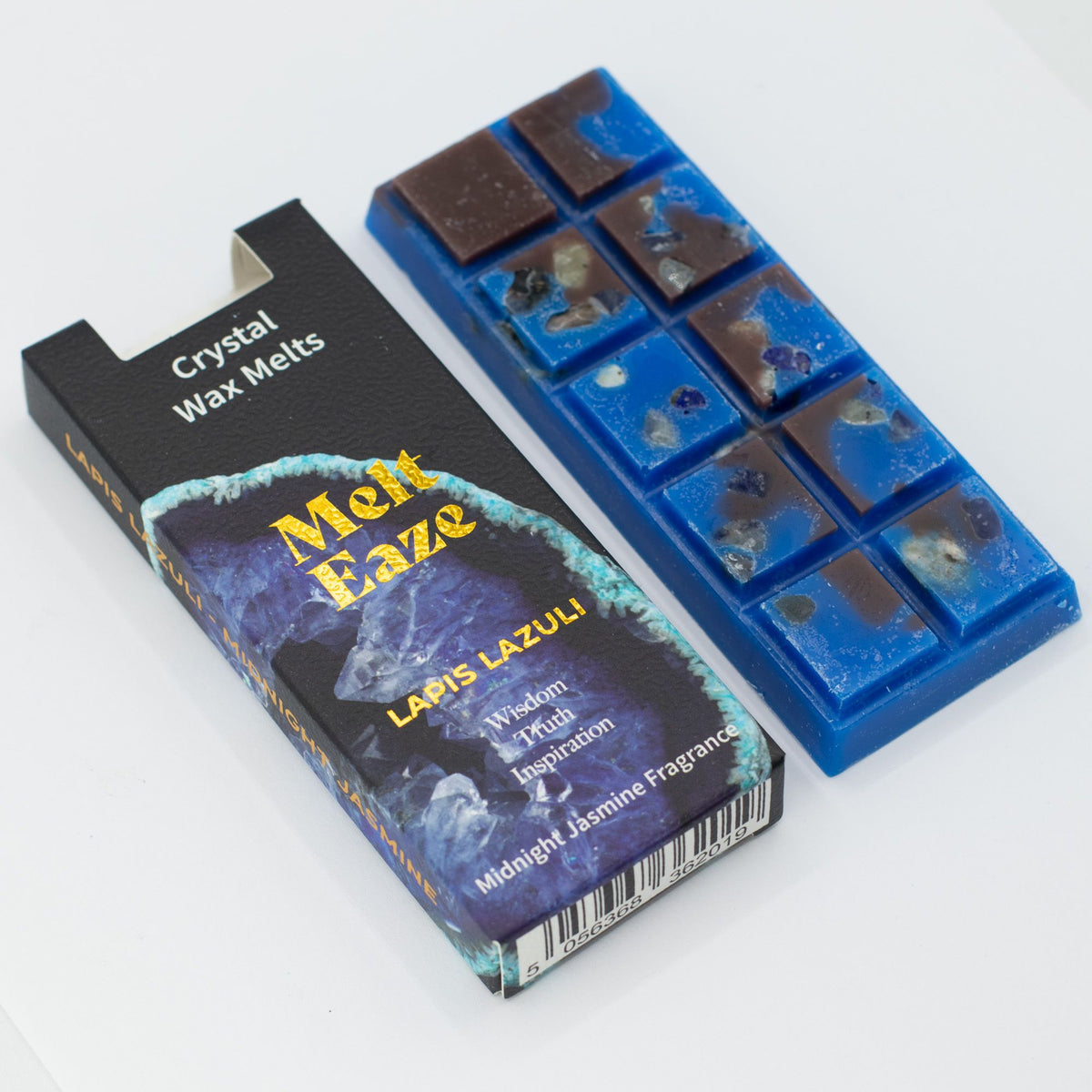 Lapis Night crystal wax melt snap bar in rich blue, midnight jasmine fragrance, view 8