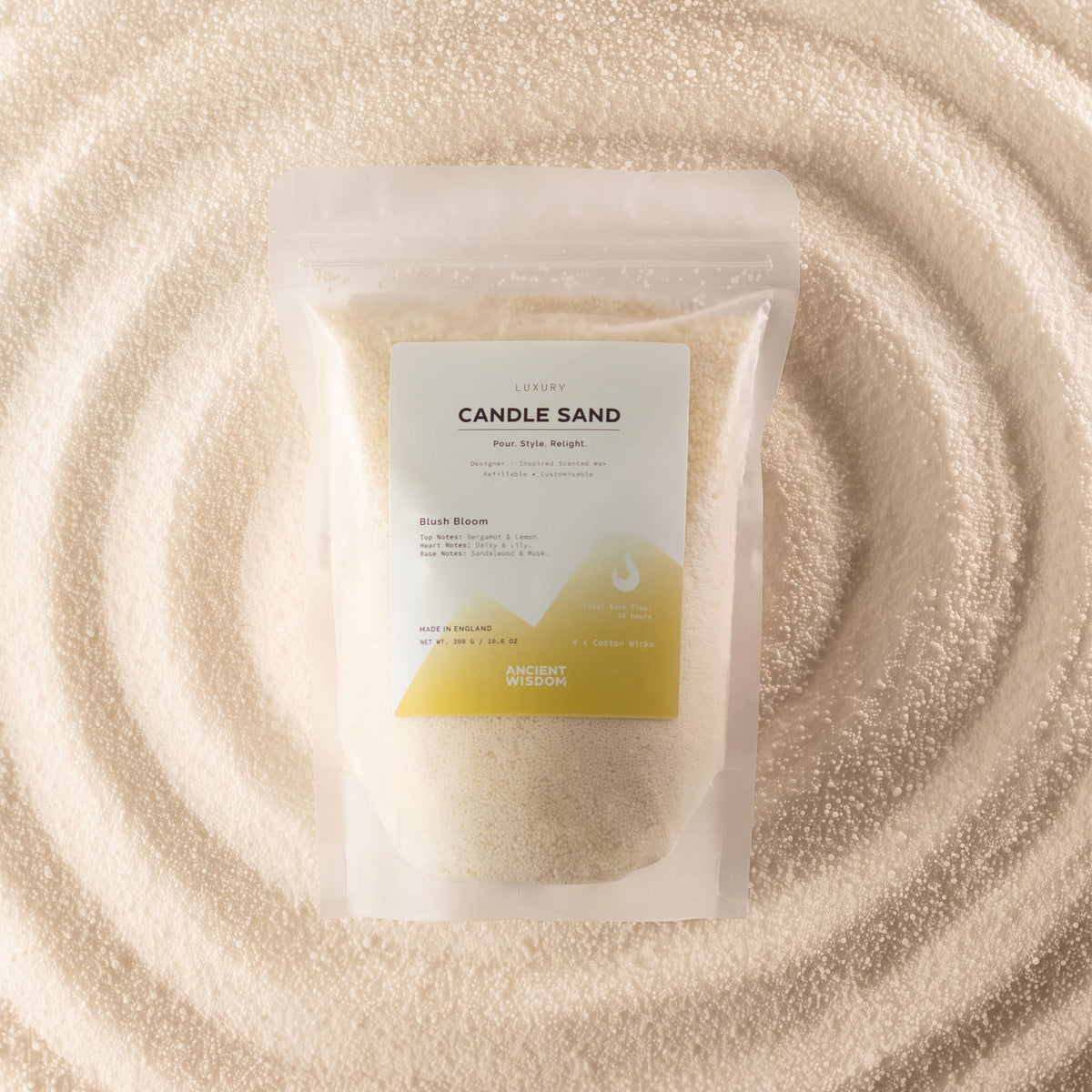 Blush Bloom fragranced candle sand in warm honey
