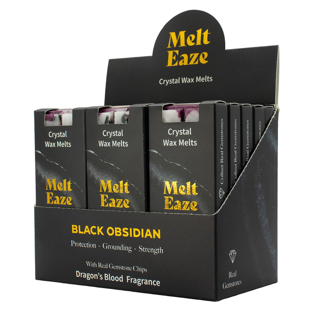 Obsidian Shield crystal wax melt snap bar in black, Dragon's Blood fragrance, view 5