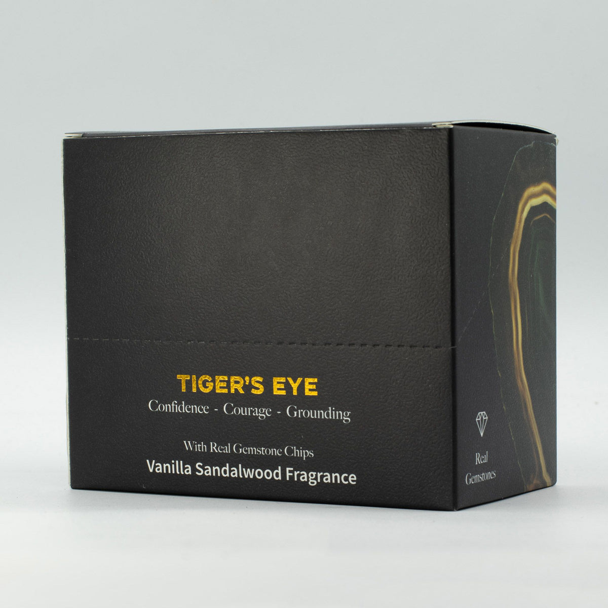 Tigereye Strength crystal wax melt snap bar in earthy brown, vanilla sandalwood fragrance, view 5