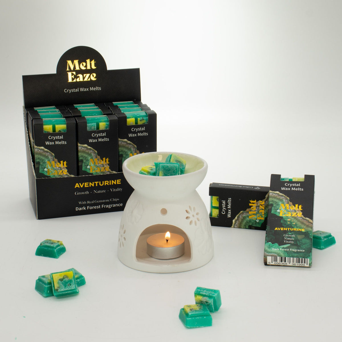 Emerald Forest crystal wax melt snap bar in green, deep forest fragrance, view 8