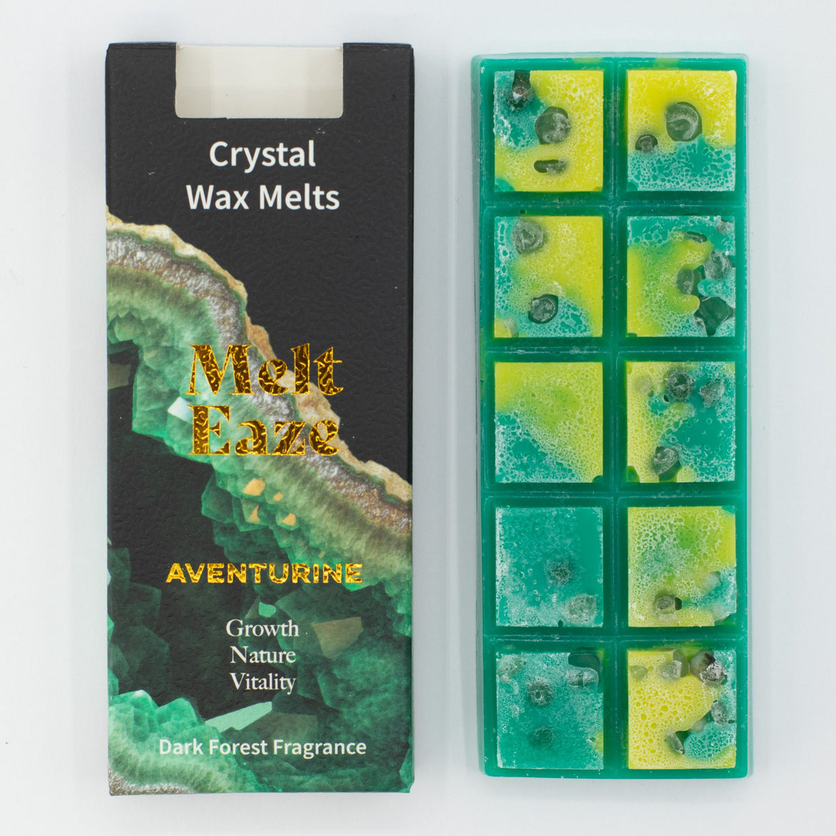 Emerald Forest crystal wax melt snap bar in green, deep forest fragrance, view 4