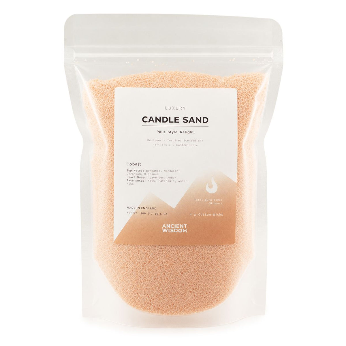 Taupe orange Cobalt candle sand, view 3
