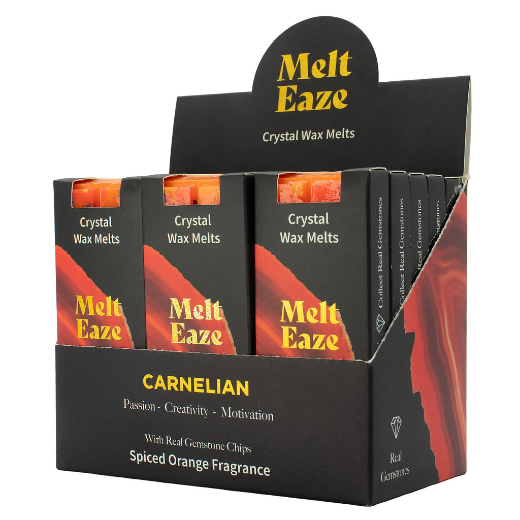 Carnelian Fire crystal wax melt snap bar in orange, spiced orange fragrance, view 2