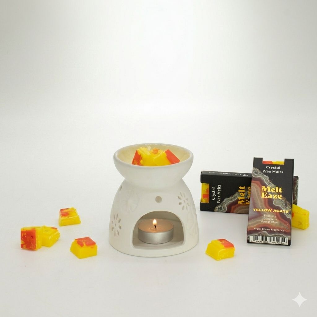 Golden Glow crystal wax melt snap bar in warm yellow, fresh citrus fragrance, view 2