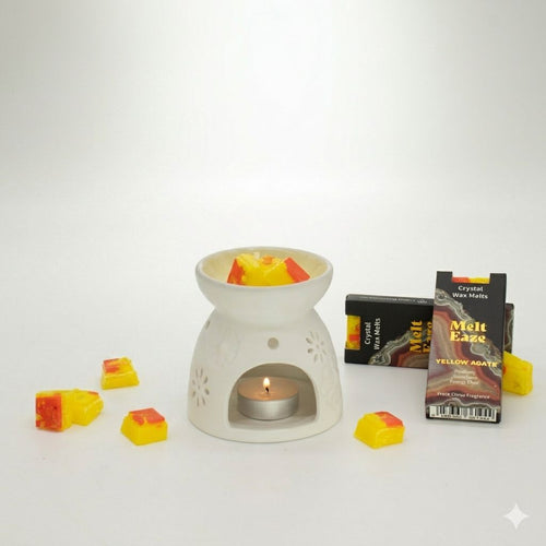 Golden Glow crystal wax melt snap bar in warm yellow, fresh citrus fragrance, view 2