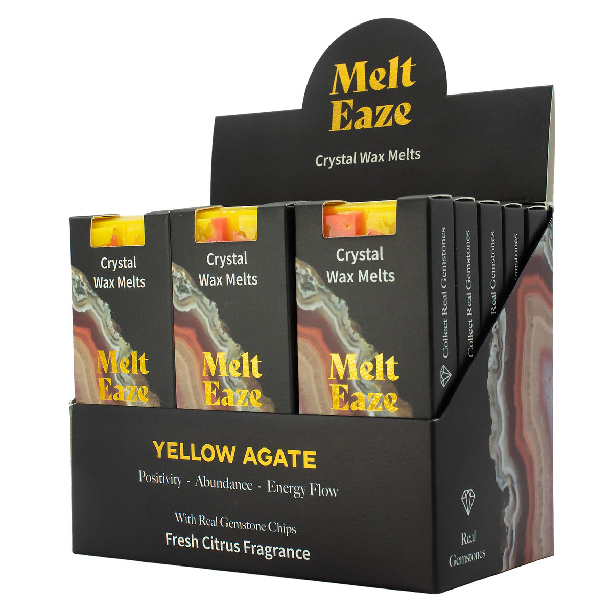 Golden Glow crystal wax melt snap bar in warm yellow, fresh citrus fragrance, view 6