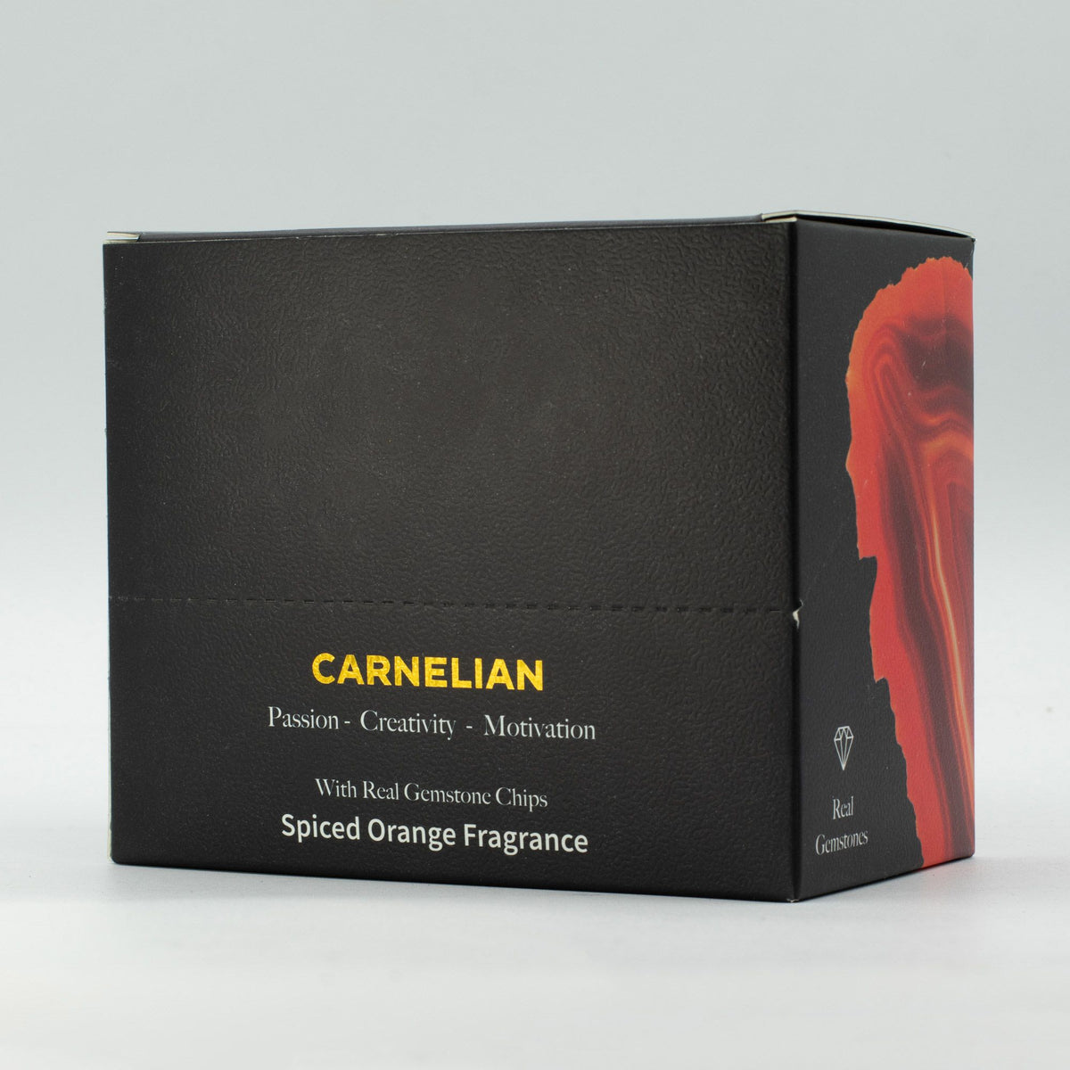 Carnelian Fire crystal wax melt snap bar in orange, spiced orange fragrance, view 5