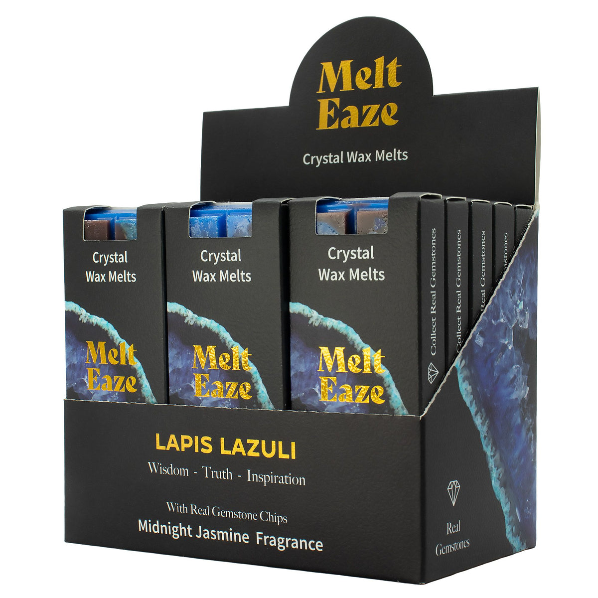 Lapis Night crystal wax melt snap bar in rich blue, midnight jasmine fragrance