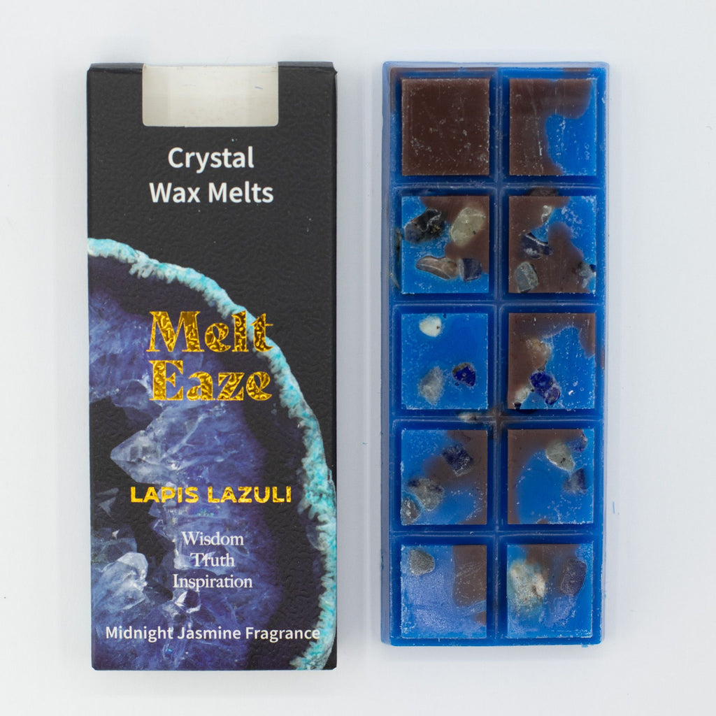 Lapis Night crystal wax melt snap bar in rich blue, midnight jasmine fragrance, view 6