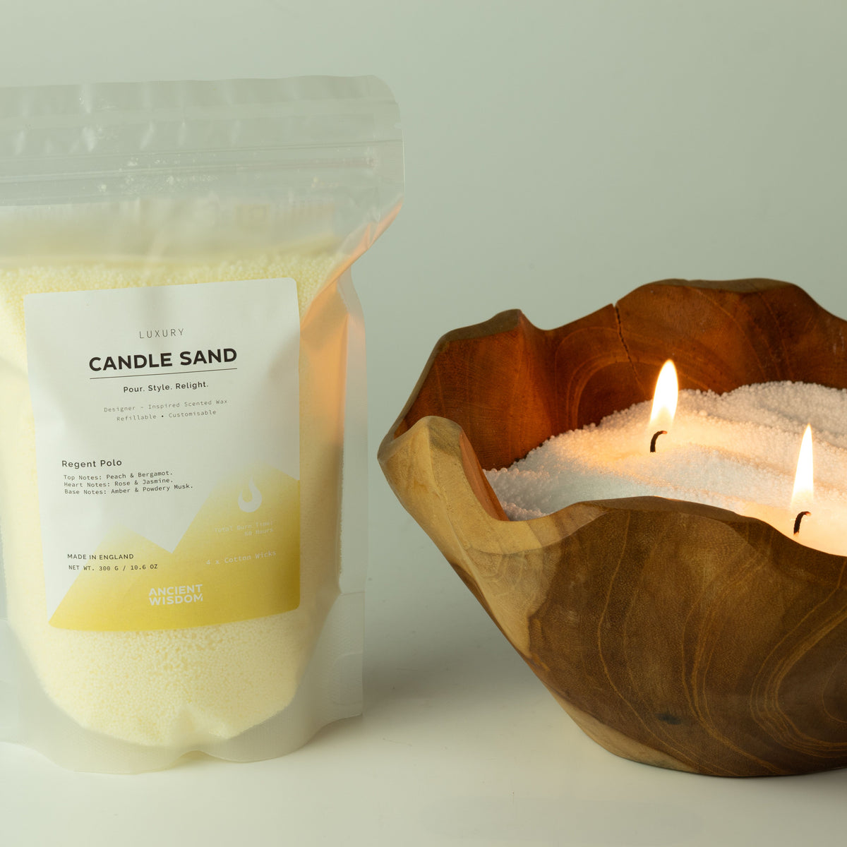 White unfragranced candle sand, view 5
