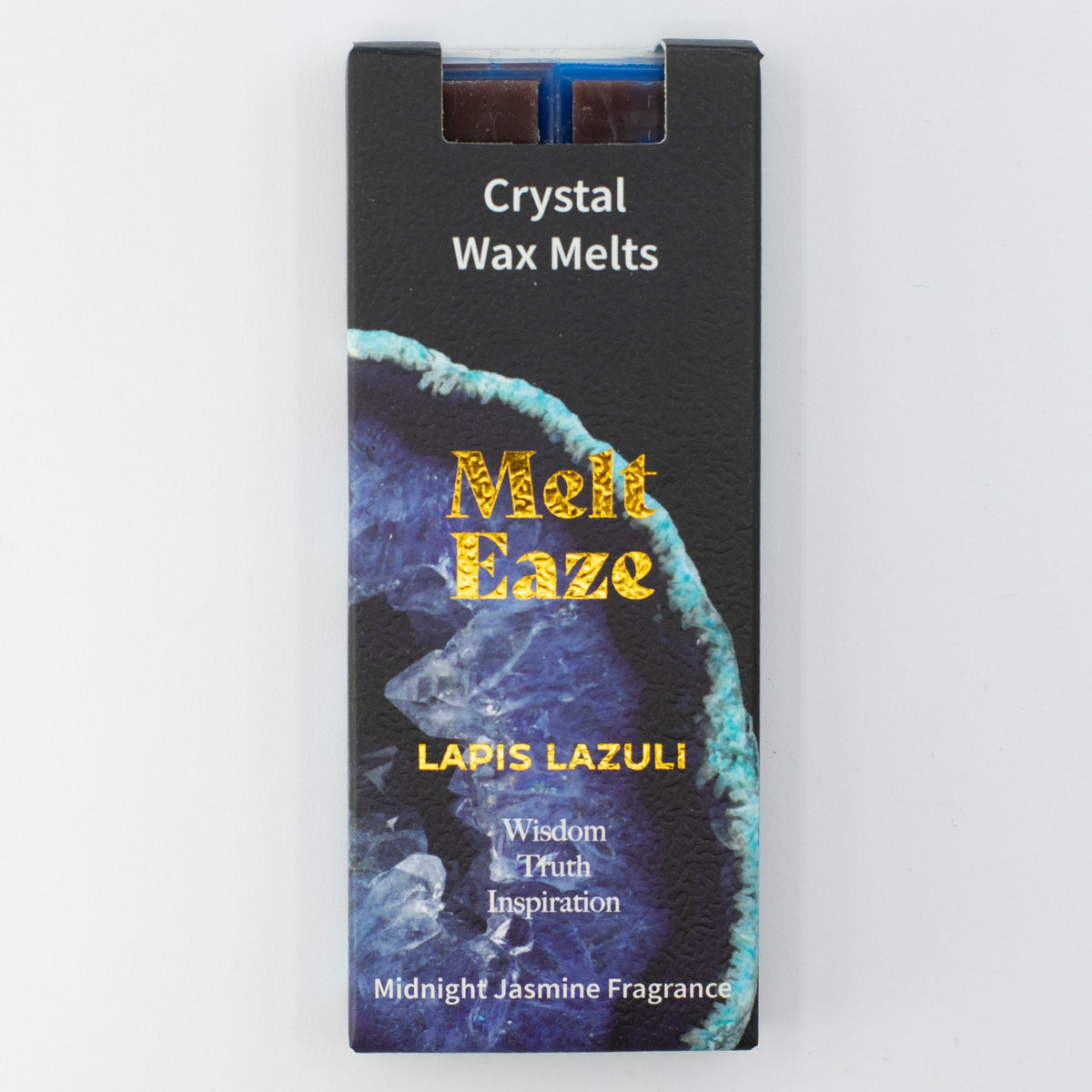 Lapis Night crystal wax melt snap bar in rich blue, midnight jasmine fragrance, view 3