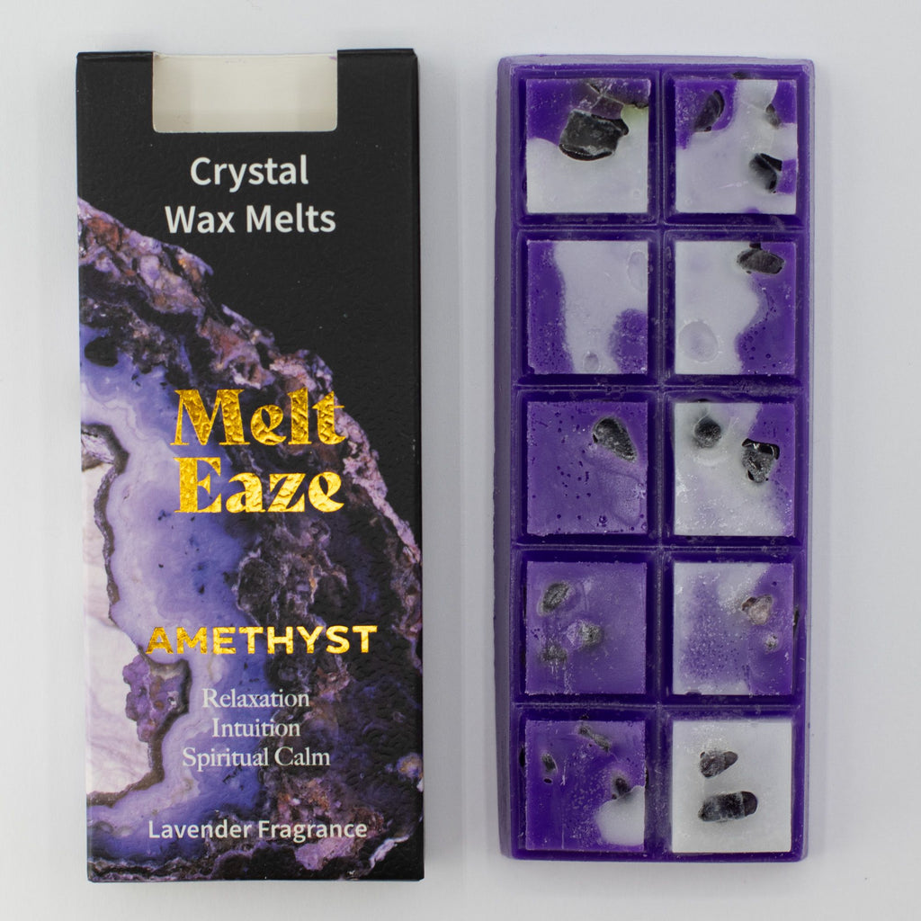 Amethyst Dream crystal wax melt snap bar in purple, lavender fragrance, view 2