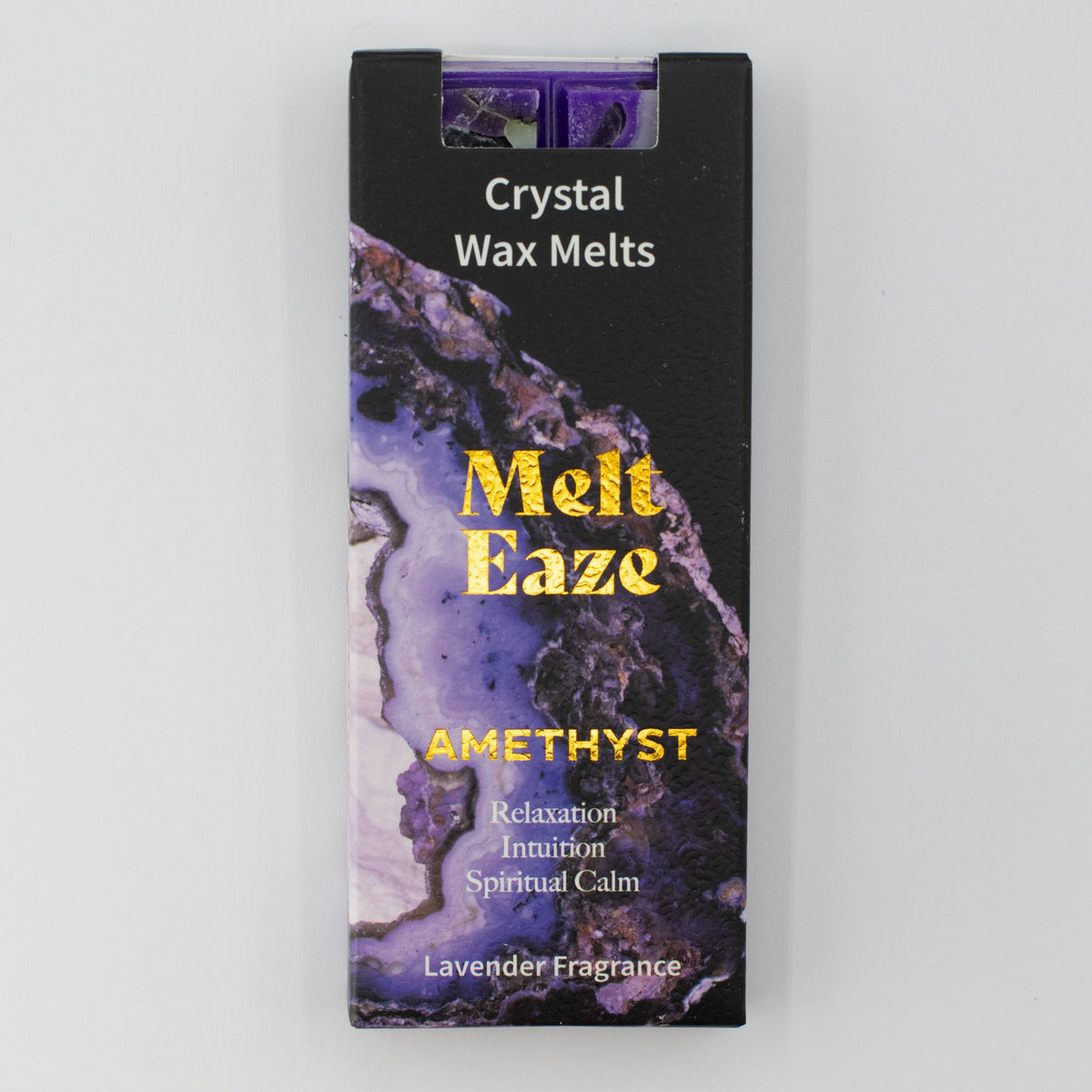 Amethyst Dream crystal wax melt snap bar in purple, lavender fragrance, view 6
