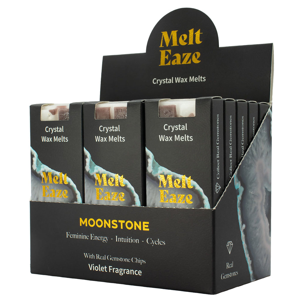 Moonstone Glow crystal wax melt snap bar in pearly white, violet fragrance, view 5