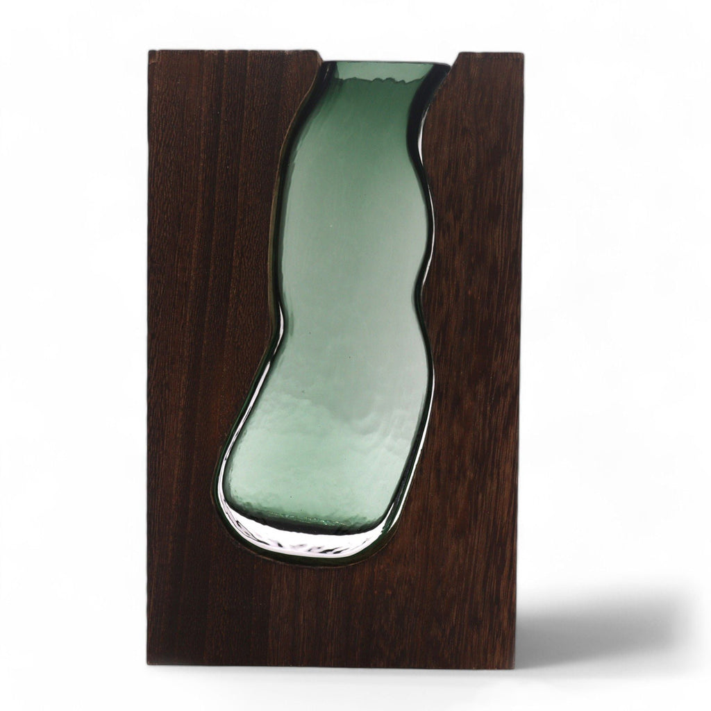 Glass Vase/Terrarium inside Dark Tung Wood - Molten Root