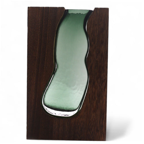 Lrg Glass Vase/Terrarium inside Dark Tung Wood - Molten Root
