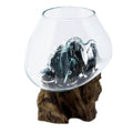 Molten Glass on Wood Bowl, Large (Hand-Blown Recycled Glass) - Molten Root