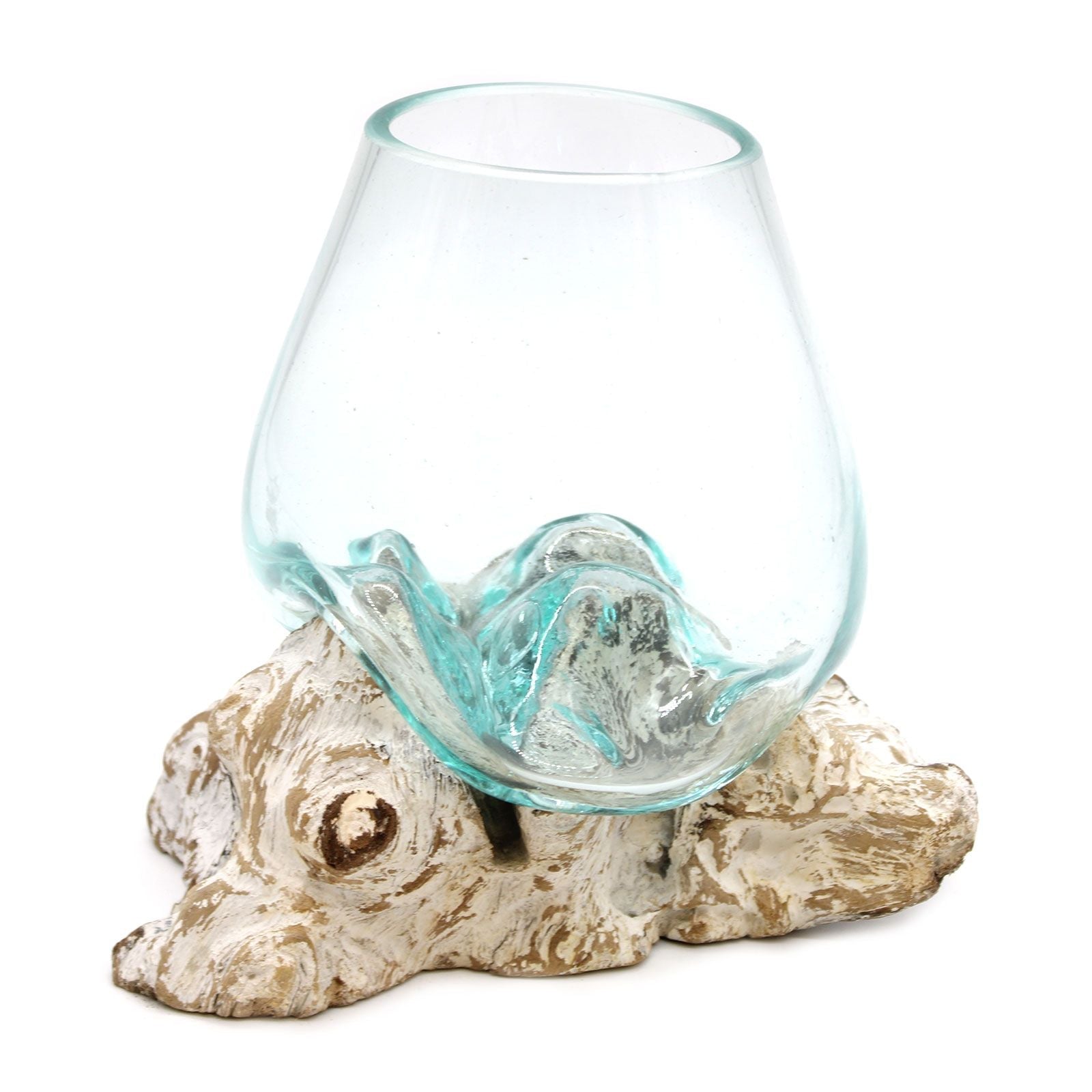 Molten Glass on Whitewash Wood Bowl, Large, view 3