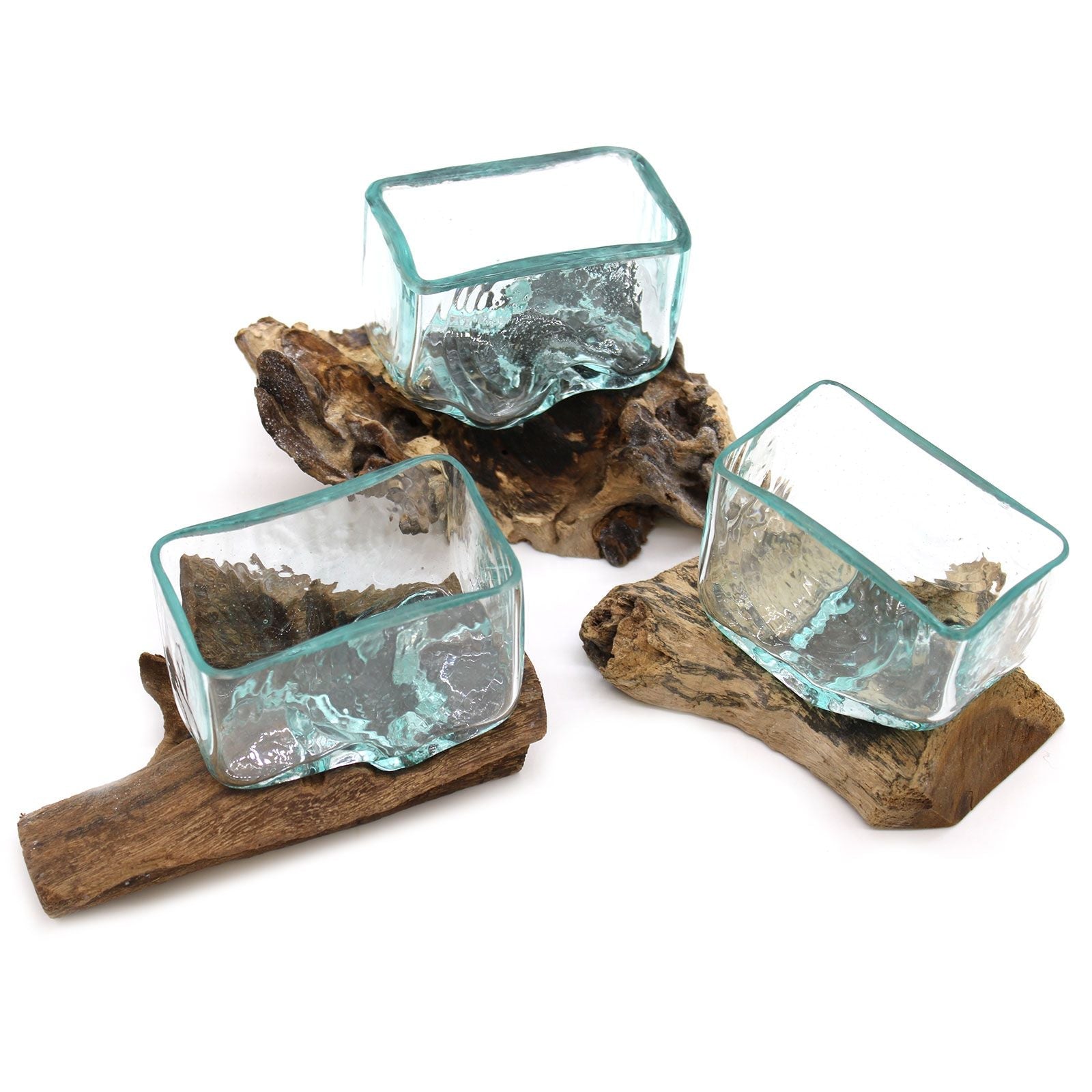Molten Glass on Wood Bowl with Carved Stand, Small, view 6
