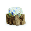 Molten Coloured Glass on Wood Bowl, Small (Hand-Blown Recycled Glass)