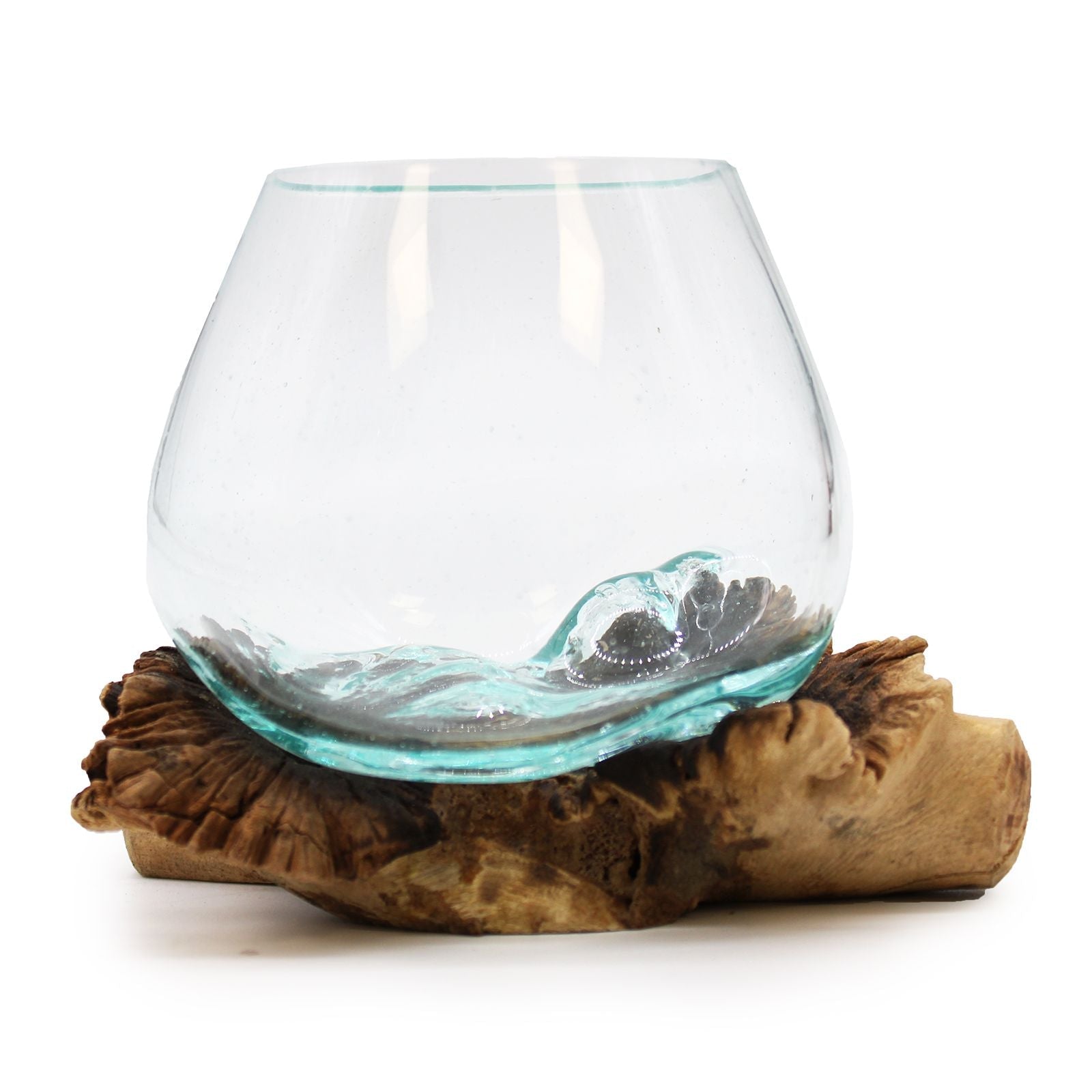 Molten Glass on Wood Ring & Trinket Dish, Small (Hand-Blown Recycled Glass)