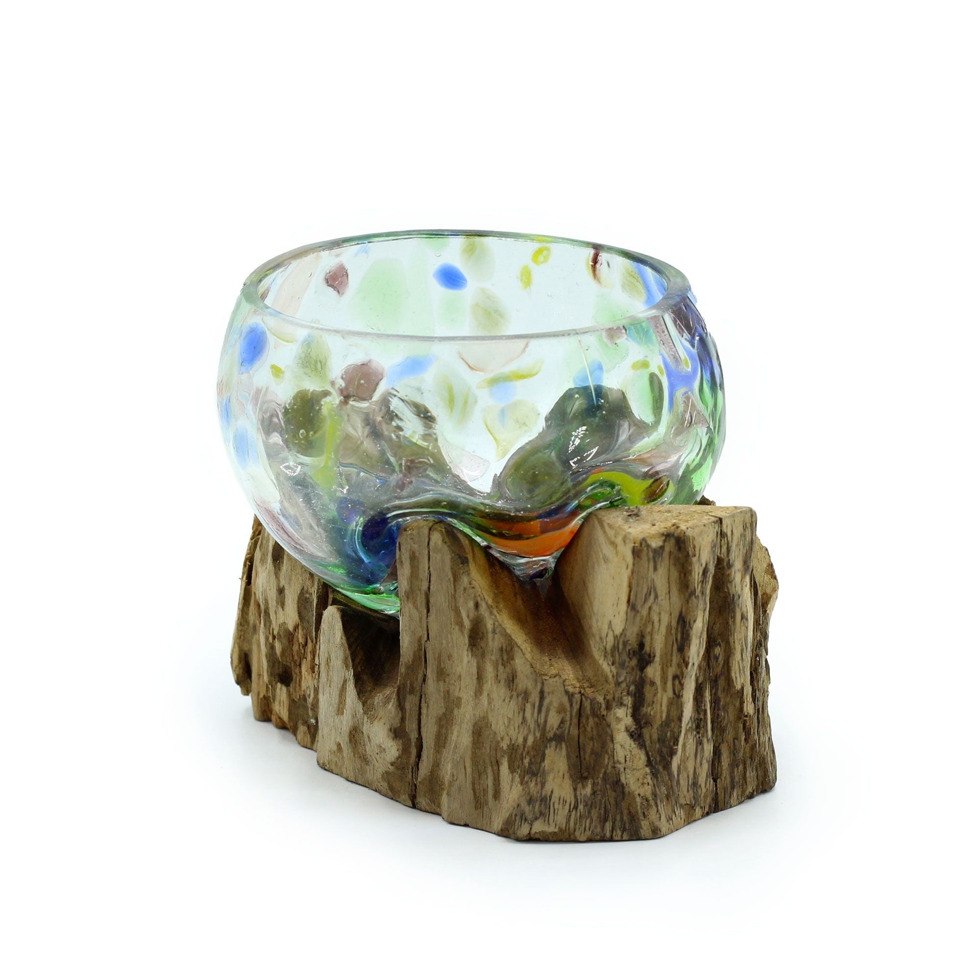 Molten Coloured Glass on Wood Bowl, Small, view 2