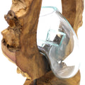 Molten Glass on Wood Hanging Vase (Hand-Blown Recycled Glass) - Molten Root