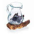 Molten Glass on Wood Water Jug (Hand-Blown Recycled Glass) - Molten Root