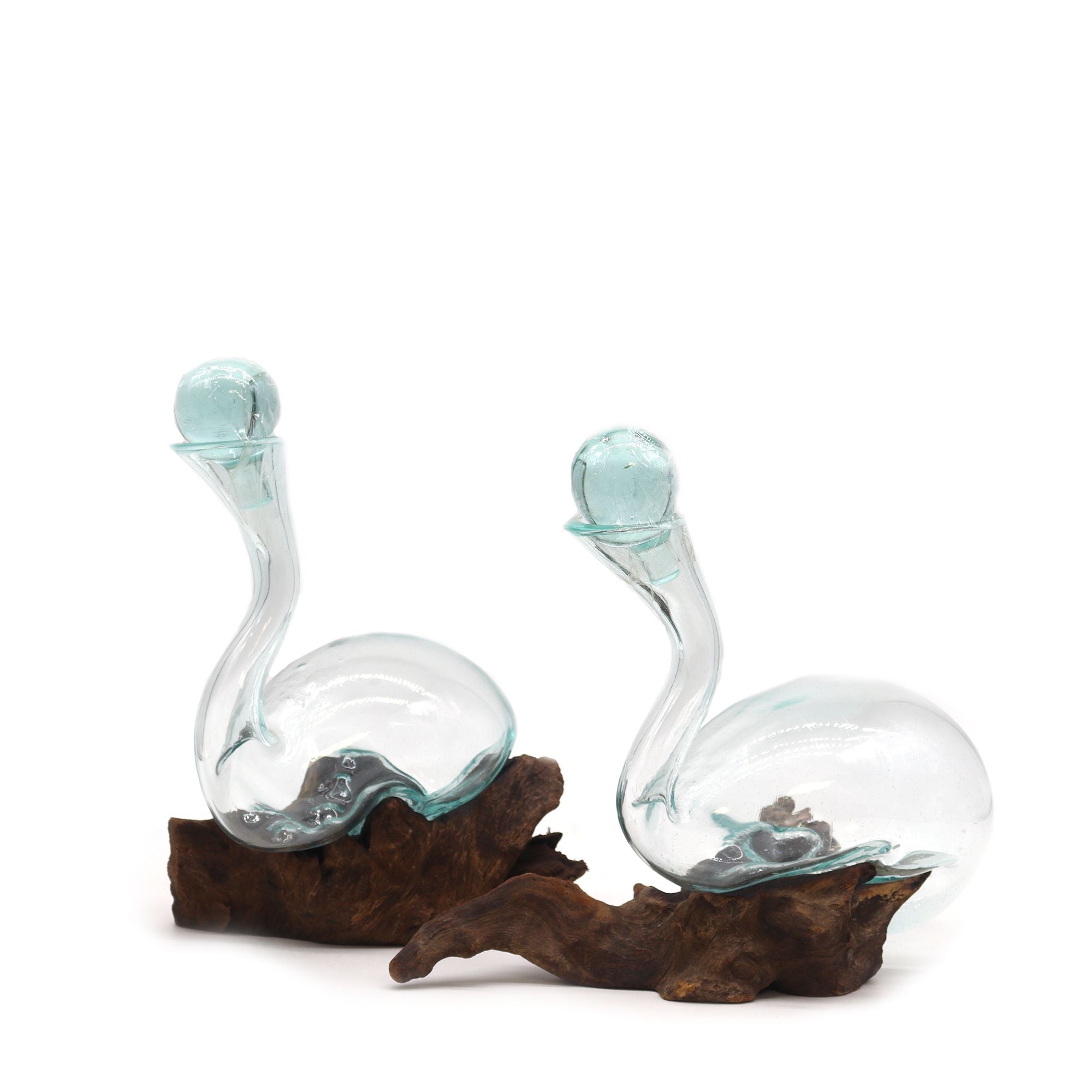 Molten Glass on Wood Wine Decanter (Hand-Blown Recycled Glass) - Molten Root