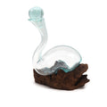 Molten Glass on Wood Wine Decanter (Hand-Blown Recycled Glass) - Molten Root